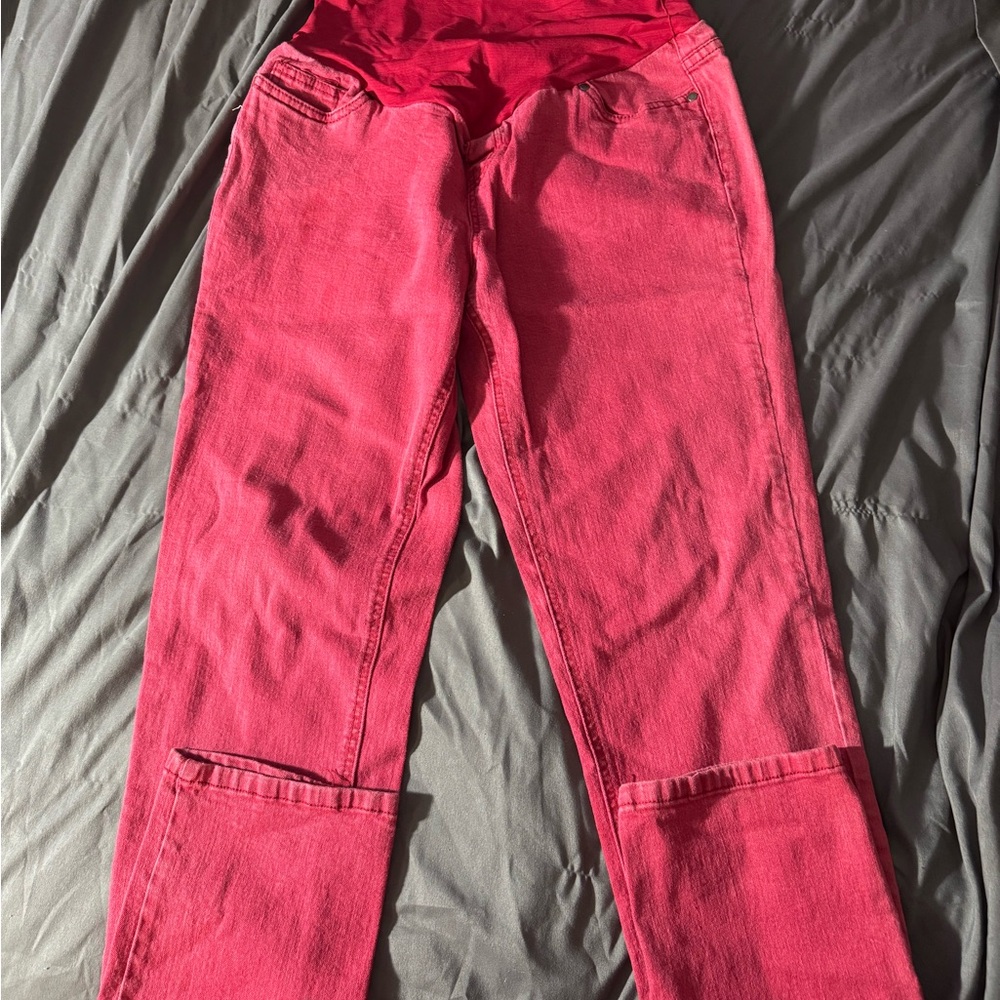 Planet Motherhood Red Straight Leg Jeans
